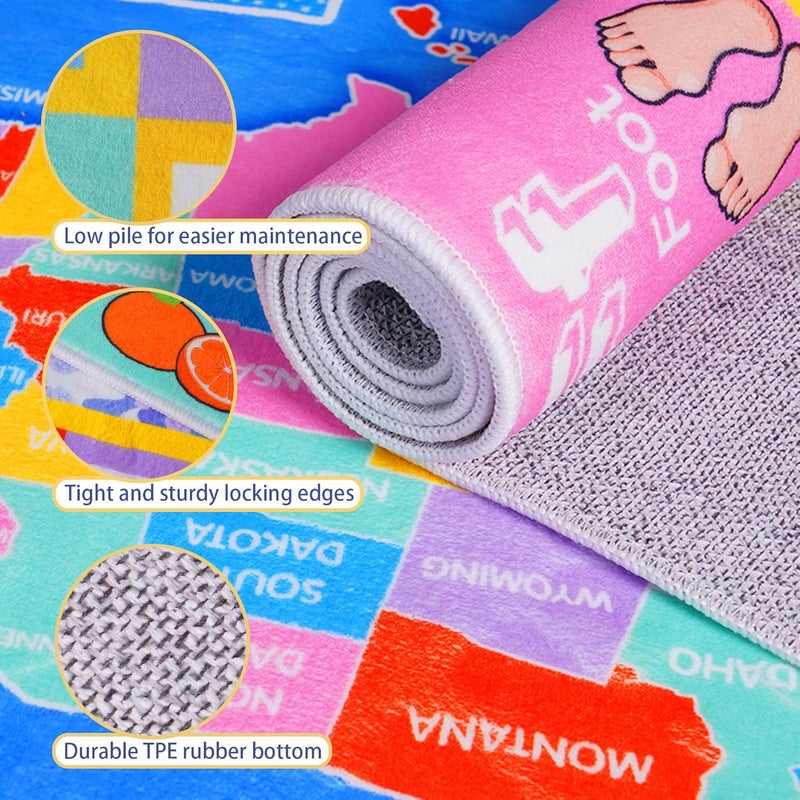 OHDS Kids Rugs for Playroom - Soft & Non-Slip 4x4 Feet Round Educational Rug for Learning ABC Alphabet, Numbers, Shapes & Map, Washable Classroom Rug for Toddler Nursery & Kids Room Decor - Image 5